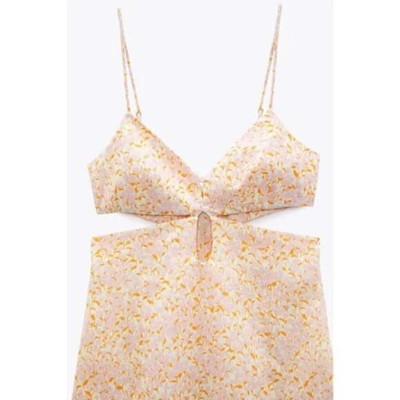Zara Cutout New Spaghetti Straps Linen Blend Mini Dress Size XL - Picture 10 of 15